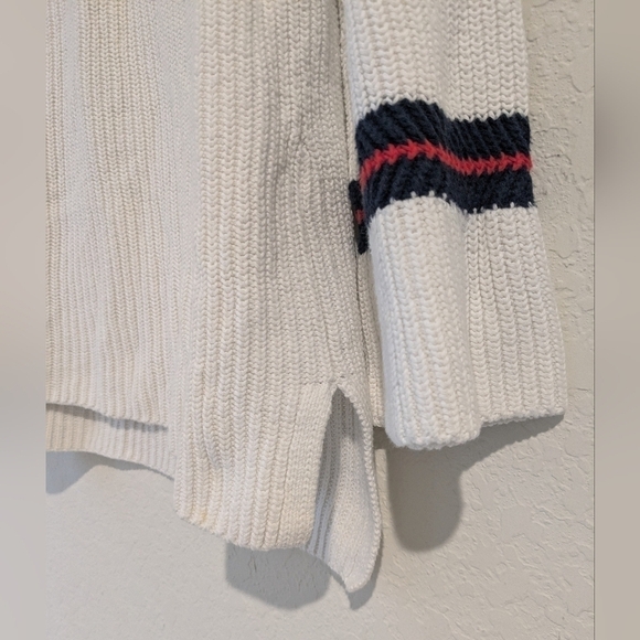 Cabi White Ribbed V-Neck Bell Sleeve Ace Pullover Sweater Preppy Classic - Picture 9 of 12